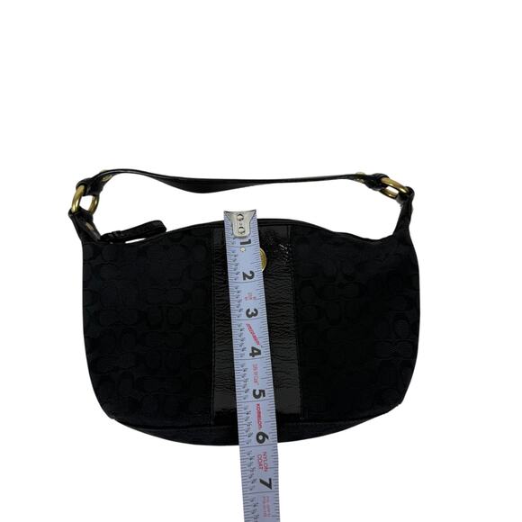 Coach Signature Back Canvas Patent Demi Mini Ergo Baguette Purse Bag 41066 - Picture 4 of 16